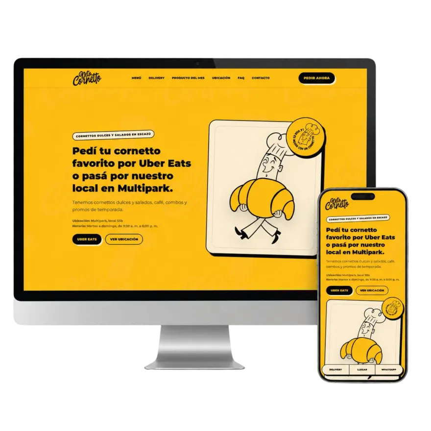 Página web responsive desarrollada para Neto Cornetto